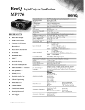 BenQ MP776 Data Sheet