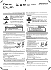 Pioneer DVR-S19MBK Installation Manual