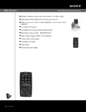 Sony NWZ-A815BLK Marketing Specifications (Black)