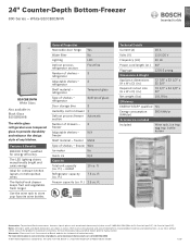 Bosch B10CB81NVW Product Spec Sheet