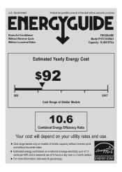 Frigidaire FHTC103WA1 Energy Guide
