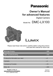 Panasonic DMC-LX100 DMC-LX100K Advanced Features Manuals (English)