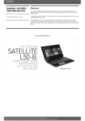 Toshiba Satellite L50 PSKTNA-02L016 Detailed Specs for Satellite L50 PSKTNA-02L016 AU/NZ; English