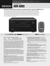 Denon AVR-5803/AVR-5803A Literature/Product Sheet
