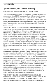 Epson PowerLite 735c Warranty Statement