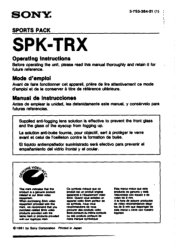 Sony SPK-TRX Users Guide