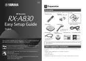 Yamaha RX-A830 RX-A830 Easy Setup Guide