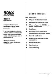 Boss Audio BG200 User Manual in English