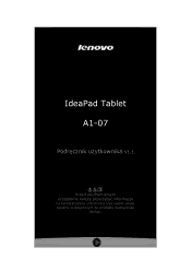 Lenovo IdeaPad A1-07 IdeaPad Tablet A1-07 User Guide V1.1 (Polish)
