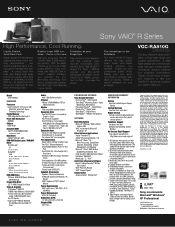 Sony VGC-RA810G Marketing Specifications