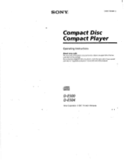 Sony D-E500 Primary User Manual