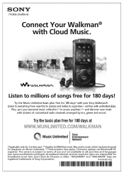 Sony NWZ-A864 Connect Your Walkman® with Cloud Music.