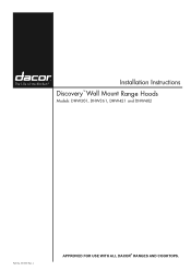 Dacor DHW42 Installation Instruction - Wall Hood