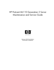 HP ProLiant ML110 ProLiant ML110 Generation 2 Server Maintenance and Service Guide