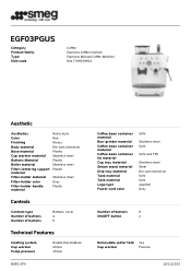 Smeg EGF03PGUS Product sheet