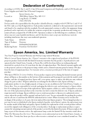 Epson PowerLite X15 Warranty Statement