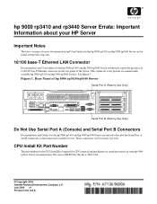 HP 9000 rp3410 Errata: Important Information about your HP Server - HP 9000 rp3410 and rp3440 Server