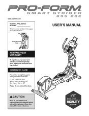ProForm Smart Strider 895 Cse Elliptical English Manual