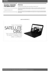 Toshiba C850 PSCBWA-05D001 Detailed Specs for Satellite C850 PSCBWA-05D001 AU/NZ; English