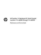 HP Pavilion 14-ab000 ab000 through 14 - ab099 Maintenance and Service Guide