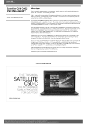 Toshiba Satellite C50 PSCPNA Detailed Specs for Satellite C50 PSCPNA-02201T AU/NZ; English