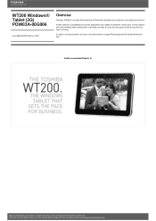 Toshiba WT200 PDW03A-00G006 Detailed Specs for Tablet WT200 PDW03A-00G006 AU/NZ; English