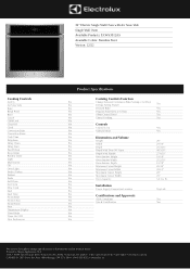 Electrolux ECWS3012AS Product Specifications Sheet