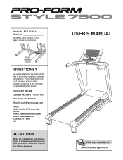 ProForm Style 7500 Treadmill Uk Manual