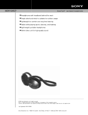 Sony MDR-G45LP Marketing Specifications