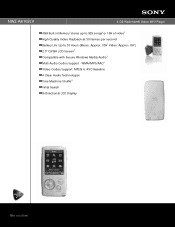 Sony NWZ-A816SLV Marketing Specifications (SILVER)