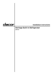 Dacor DRF36TBI Install Instruction- Built-In Refrigerator