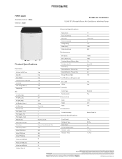 Frigidaire FHPH132AB1 Product Specifications Sheet