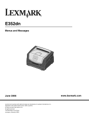 Lexmark E352DN Menus and Messages Guide