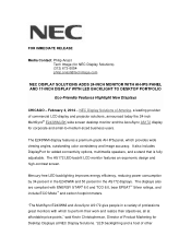 NEC E243WMi-BK Launch Press Release