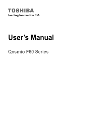 Toshiba Qosmio F60 PQF65A Users Manual AU/NZ