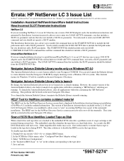 HP LH6000r HP Netserver LC 3 Issue List