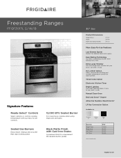 Frigidaire FFGF3017LW Product Specifications Sheet (English)