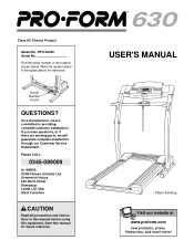 ProForm 630 Treadmill User Manual