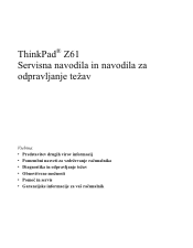 Lenovo ThinkPad Z61e (Slovenian) Service and Troubleshooting Guide