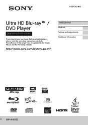 Sony UBP-X1000ES Operating Instructions