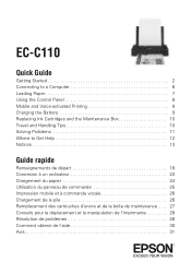 Epson WorkForce EC-C110 Quick Guide and Warranty for U.S. and Canada