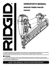 Ridgid R250AFA Owners Manual