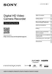 Sony HDR-PJ790V Operating Guide