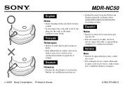 Sony MDR-NC50 Notes on the cord