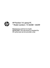 HP Pavilion 14-bk000 bk099 - Maintenance and Service Guide