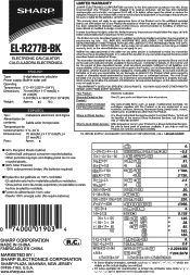 Sharp EL-R277BBK EL-R277BBK Operation Manual