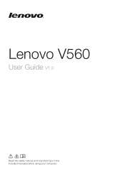 Lenovo V560 Laptop Lenovo IdeaPad V560 User Guide V1.0