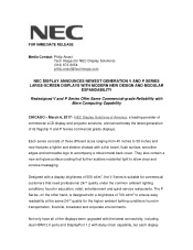 NEC P404 Launch Press Release