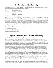 Epson PowerLite 1825 Warranty Statement