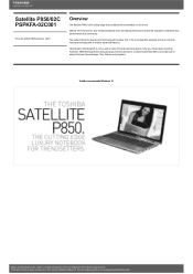Toshiba Satellite P850 PSPKFA-02C001 Detailed Specs for Satellite P850 PSPKFA-02C001 AU/NZ; English